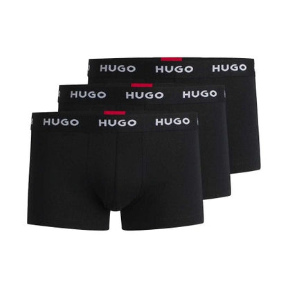 Front - Hugo Mens Plain Cotton Blend Boxer Shorts (Pack of 3)