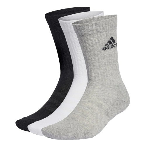 Front - Adidas Unisex Adult Cushioned Crew Socks (Pack of 3)