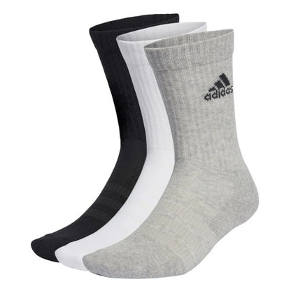 Front - Adidas Unisex Adult Cushioned Crew Socks (Pack of 3)