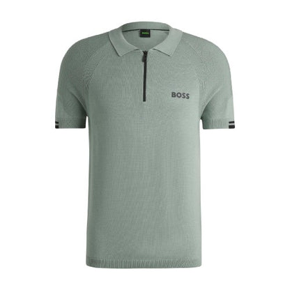 Front - Boss Mens K Perform Max Zip Neck Polo Shirt