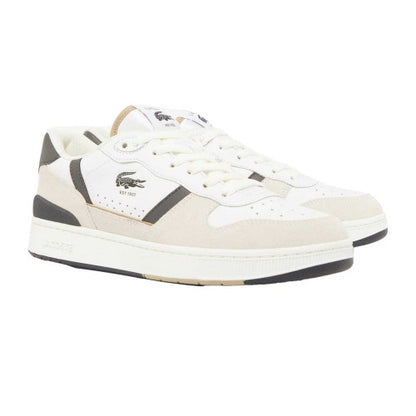 Front - Lacoste Mens T-Clip Set Leather Trainers