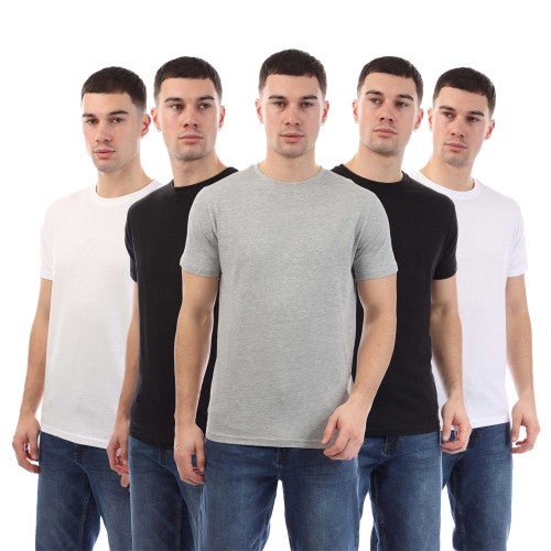 Front - Duck and Cover Mens Caplaz Sleeve Print T-Shirt (Pack of 5)