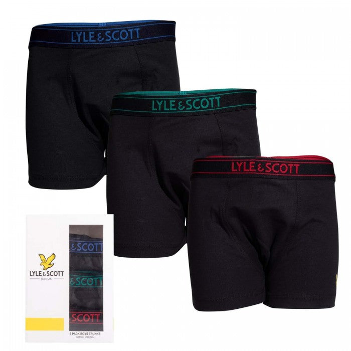 Front - Lyle & Scott Boys Chadwick Boxer Shorts (Pack of 3)