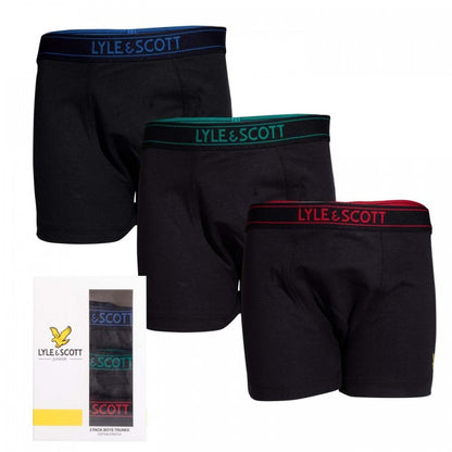 Front - Lyle & Scott Boys Chadwick Boxer Shorts (Pack of 3)