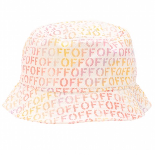 Front - Off White Childrens/Kids Stamp Bucket Hat