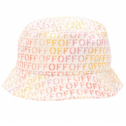 Front - Off White Childrens/Kids Stamp Bucket Hat
