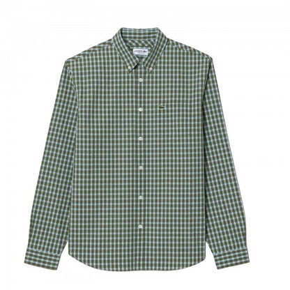 Front - Lacoste Mens Plaid Poplin Regular Shirt