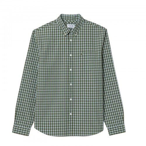 Front - Lacoste Mens Plaid Poplin Regular Shirt