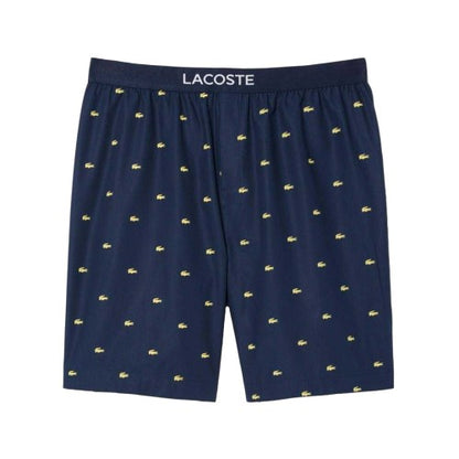 Front - Lacoste Mens Poplin Repeat Logo Pyjama Shorts