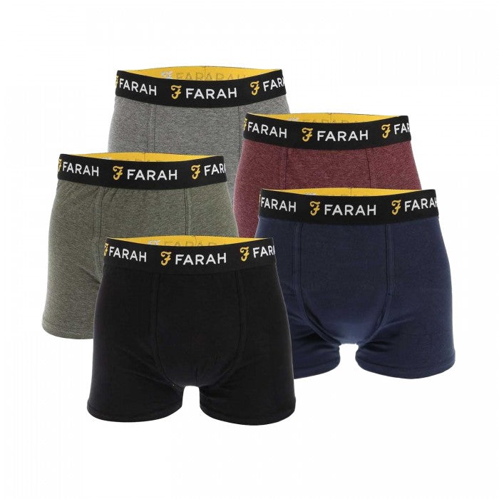 Front - Farah Mens Bossert Print Waistband Boxer Shorts (Pack of 5)