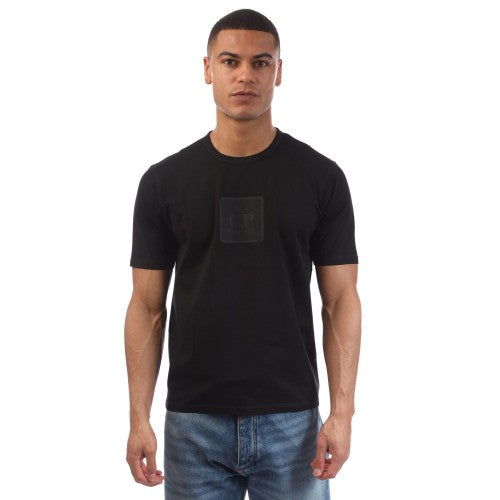 Front - C.P. Company Mens Logo Mercerised Cotton T-Shirt