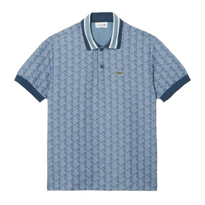Front - Lacoste Mens Monogram Jacquard Classic Polo Shirt