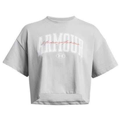 Front - Under Armour Womens/Ladies Wordmark Heavyweight Crop T-Shirt