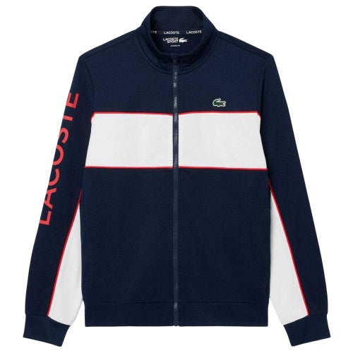 Front - Lacoste Mens Logo Printed Zipped Tennis Jacket