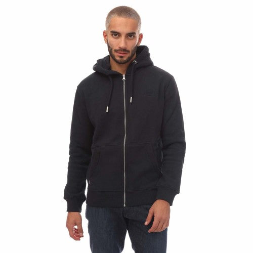 Front - Superdry Mens Embroidered Logo Vintage Full Zip Hoodie