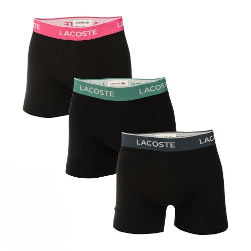 Front - Lacoste Mens Cotton Stretch Boxer Shorts (Pack of 3)