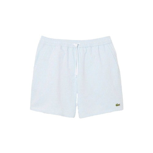Front - Lacoste Mens Textured Mid Length Swimming Trunks