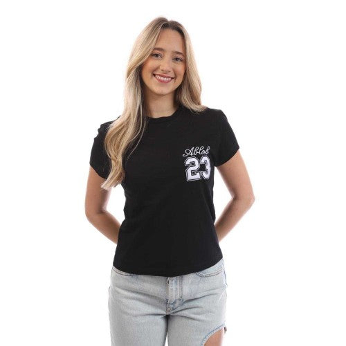Front - Off White Womens/Ladies Embroidered Fitted T-Shirt