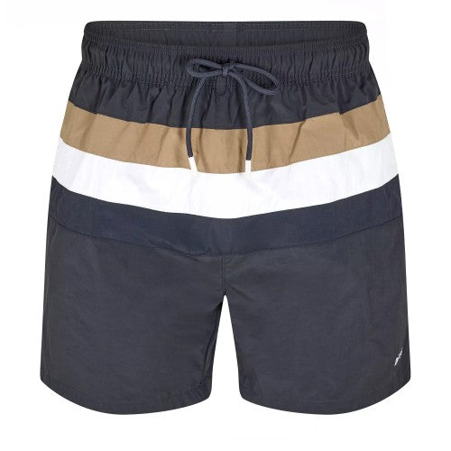 Front - Boss Mens Louis Stripe Swimming Trunks