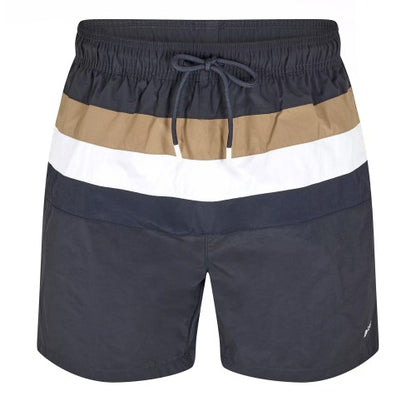 Front - Boss Mens Louis Stripe Swimming Trunks