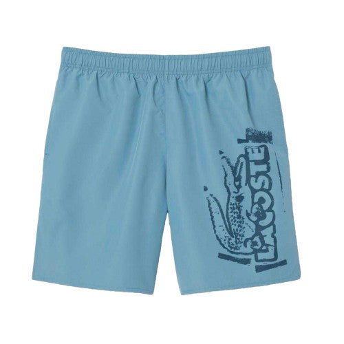 Front - Lacoste Mens Brand Long Length Swimming Trunks