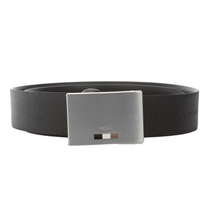 Front - Boss Icon Leather Buckle Waist Belt