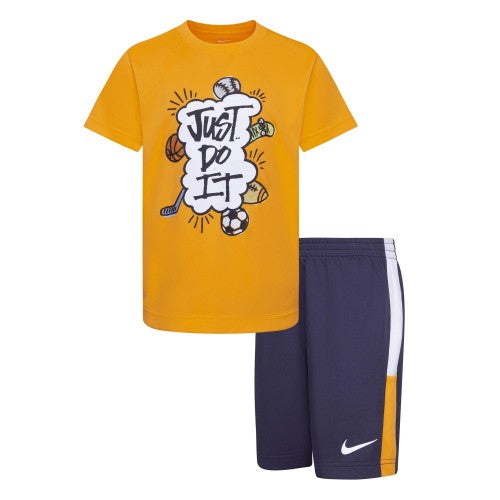 Front - Nike Childrens/Kids Blocked Top & Shorts Set