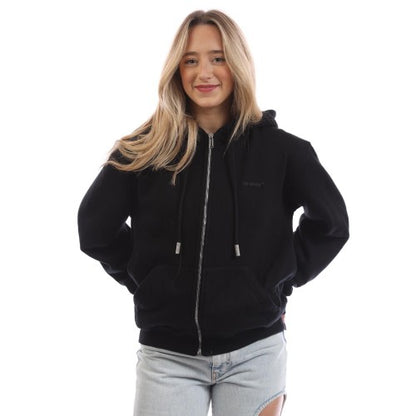 Front - Off White Womens/Ladies Diagonal Full Zip Hoodie