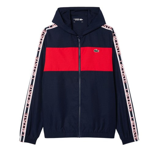 Front - Lacoste Mens Colour Block Logo Tennis Full Zip Hoodie