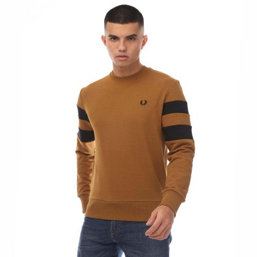 Front - Fred Perry Mens Tipped Sleeve Sweatshirt