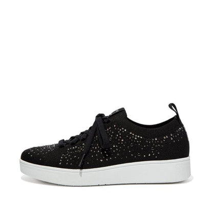 Front - Fit Flop Womens/Ladies Rally Crystal Knitted Trainers