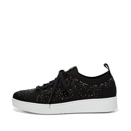 Front - Fit Flop Womens/Ladies Rally Crystal Knitted Trainers