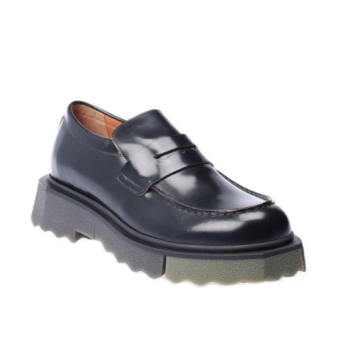 Front - Off White Childrens/Kids Leather Sponge Sole Loafers