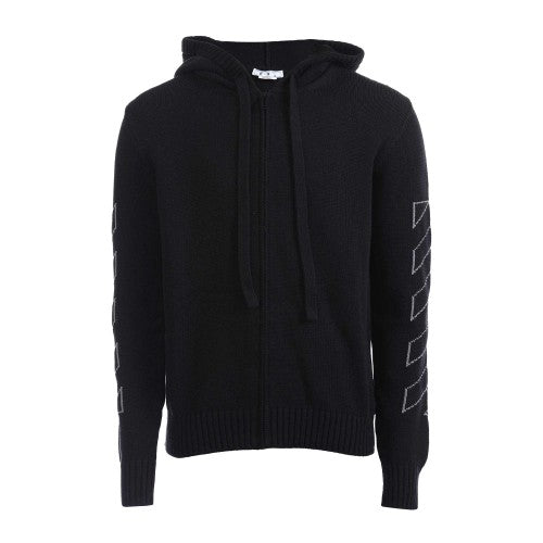 Front - Off White Mens Diagonal Outline Full Zip Hoodie