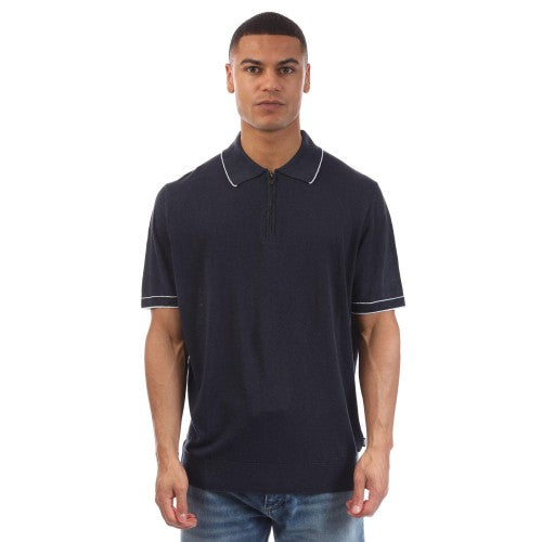 Front - Boss Mens H-Jiovanotto Linen Blend Knitted Polo Shirt