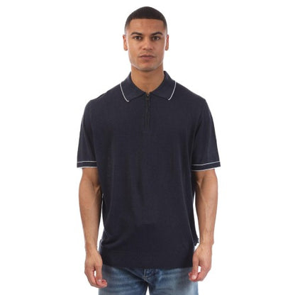 Front - Boss Mens H-Jiovanotto Linen Blend Knitted Polo Shirt