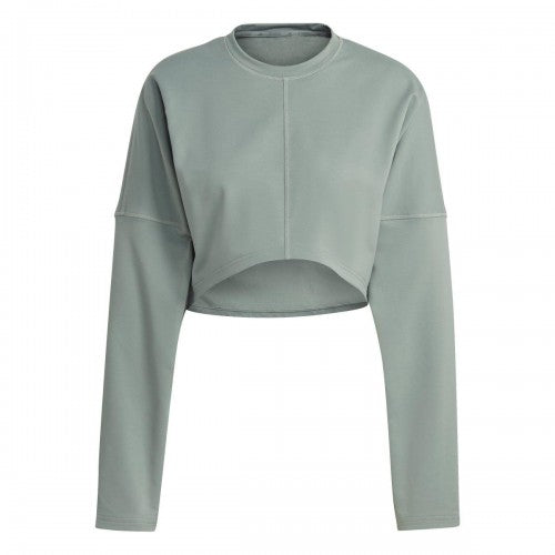 Front - Adidas Womens/Ladies Yoga Studio Crop Sweatshirt