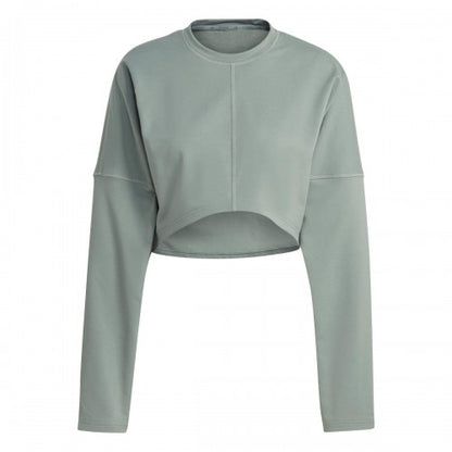 Front - Adidas Womens/Ladies Yoga Studio Crop Sweatshirt