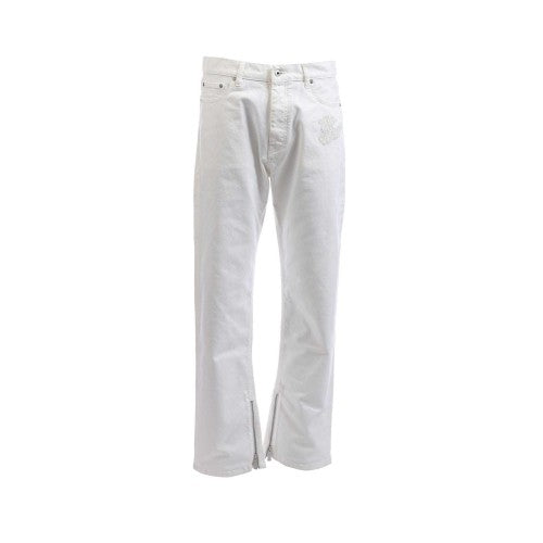 Front - Off White Mens Skate Logo Zip Detail 90s Jeans