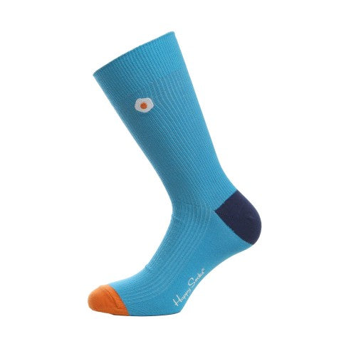 Front - Happy Socks Womens/Ladies Sunny Side Up Embroidered Ribbed Socks