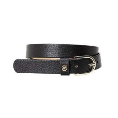 Front - Boss Scarlet Monogram Cow Leather Belt