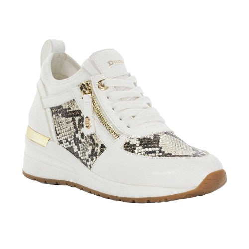 Front - Dune London Womens/Ladies Eilisia Snake Print Wedge Trainers