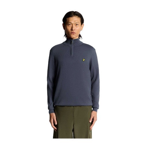 Front - Lyle & Scott Mens Cotton Merino Quarter Zip Jumper