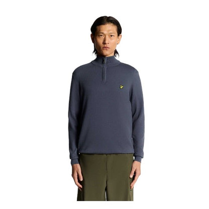 Front - Lyle & Scott Mens Cotton Merino Quarter Zip Jumper