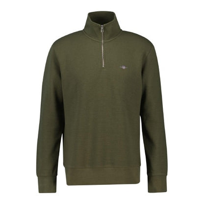 Front - Gant Mens Textured Half Zip Sweatshirt