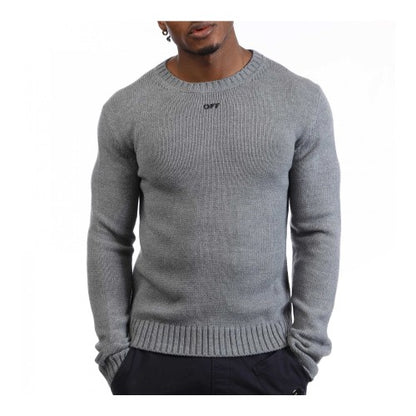 Front - Off White Mens Wool Blend Crew Neck Sweatshirt