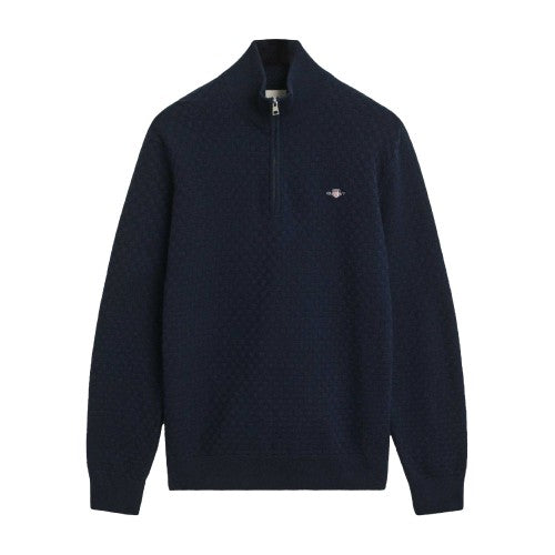 Front - Gant Mens Micro Textured Half Zip Sweatshirt