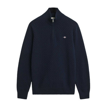 Front - Gant Mens Micro Textured Half Zip Sweatshirt