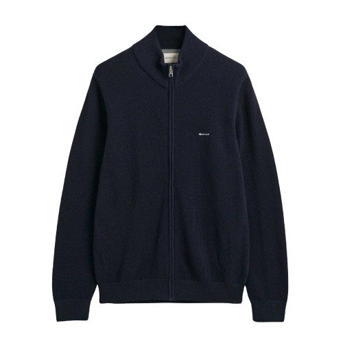 Front - Gant Mens Cotton Pique Zip-Off Cardigan
