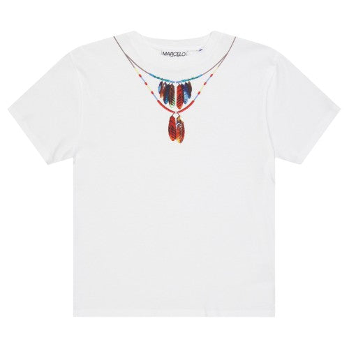 Front - Marcelo Burlon Childrens/Kids Feather Necklace T-Shirt